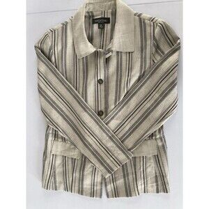 Perceptions Women’s Size 12 Striped Jacket Tan Late 90’s Vintage Good Condition